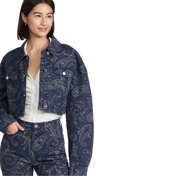 ✨WeWoreWhat✨Cropped Jean Jacket in Night Sky Size XS/S - Picture 3 of 10